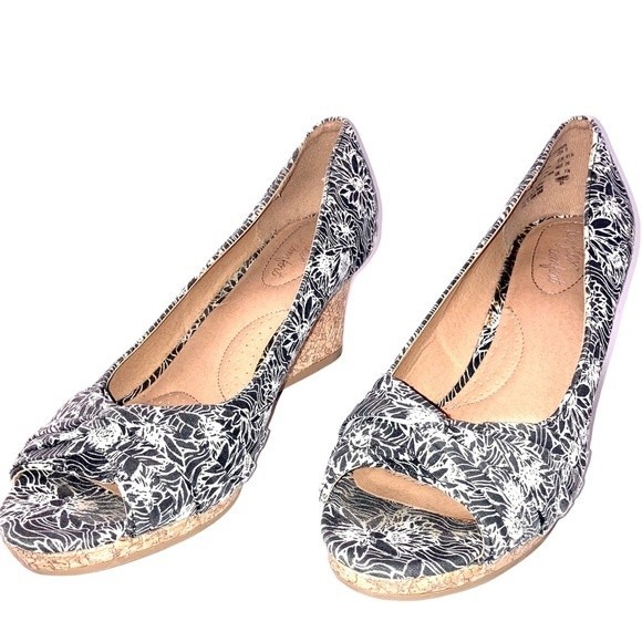 Deflex Comfort Floral Wedges Size 9 - Picture 1 of 7